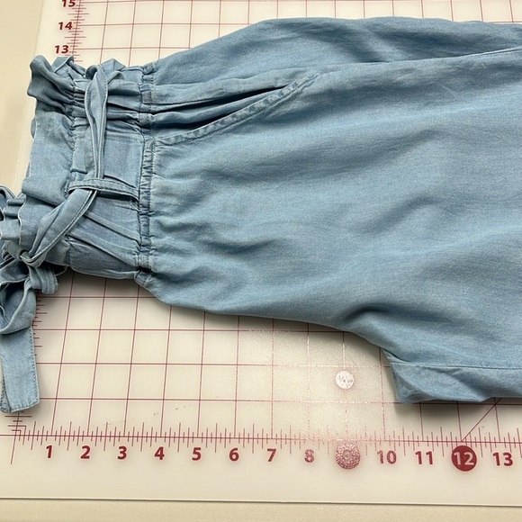 THREAD & SUPPLY Paper Bag Belt Waist Wide Leg Slouch Beach Demin Chambray pant S - Picture 7 of 16
